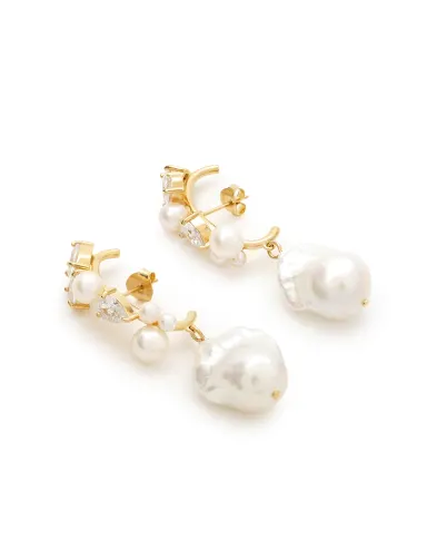 Completedworks Сережки із золота з перлами та білим топазом - Артикул: P63
