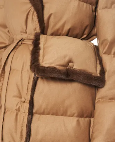 Yves Salomon Пальто длинное из шерсти и меха норки - Артикул: 26WYM02025WO2W