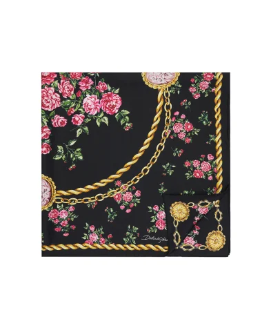 Dolce&Gabbana Шовкова хустка з квітковим принтом - Артикул: FN090R-GDDLM