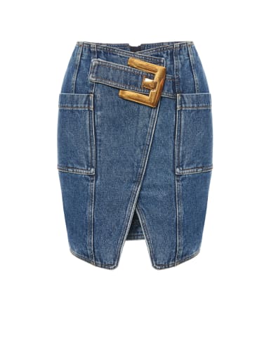Balmain Коротка спідниця джинсова з поясом - Артикул: GF1LBB28DG08