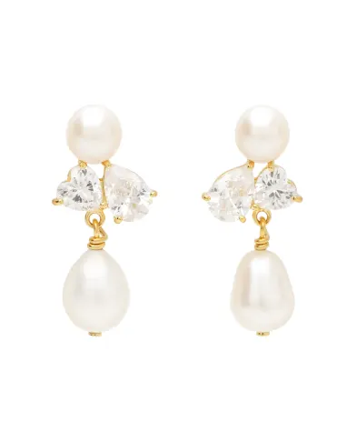 Completedworks Сережки з переробленого золота з перлами і цирконієм - Артикул: P98