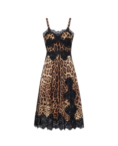 Dolce&Gabbana Сукня з атласу з леопардовим принтом - Артикул: F6A5DT-FSAXY