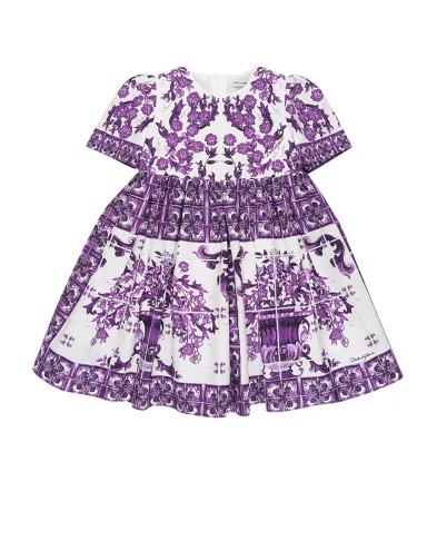Dolce&Gabbana Детское платье с принтом майолики - Артикул: L24DH6-HH5EP