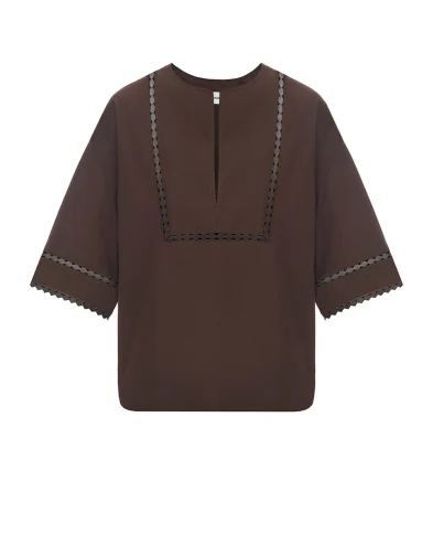 Yves Salomon Блузка с кожаными деталями - Артикул: 26EYH03860COAP