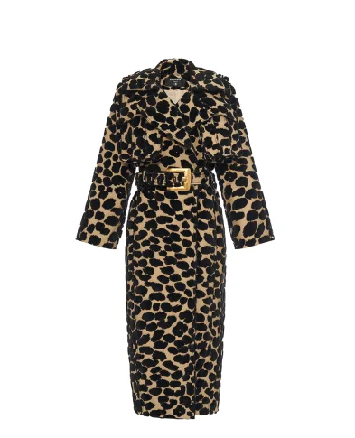 Balmain Тренч с поясом из бархата и жаккарда	 - Артикул: FF1TL180CG06