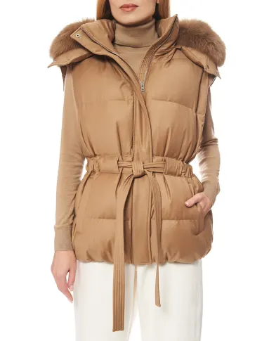 Yves Salomon Жилет из шерсти и шелка с мехом лисы - Артикул: 26WAG01472WO2W