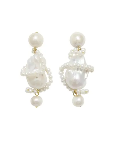 Completedworks Серьги из жемчуга и переработанного золота с позолотой - Артикул: P161