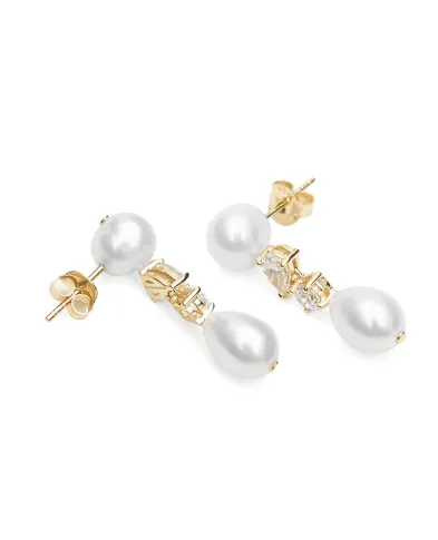 Completedworks Сережки з переробленого золота з перлами і цирконієм - Артикул: P198