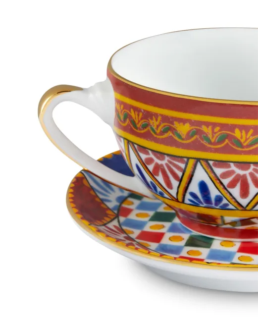 Dolce&Gabbana Чайна чашка з блюдцем з порцеляни - Артикул: TC0102-TCA24