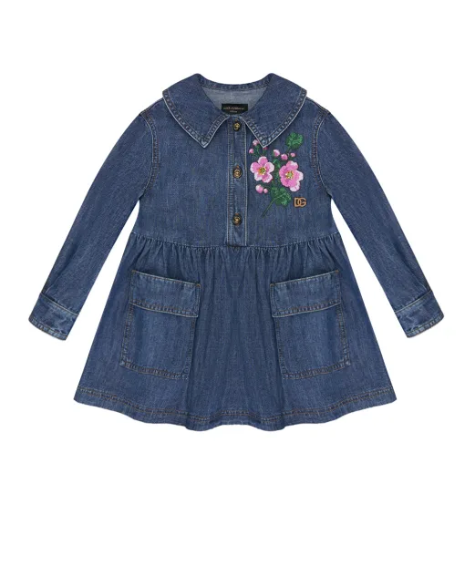 Dolce&Gabbana Дитяча джинсова сукня з вишивкою - Артикул: L54DJ9-LDD37-S
