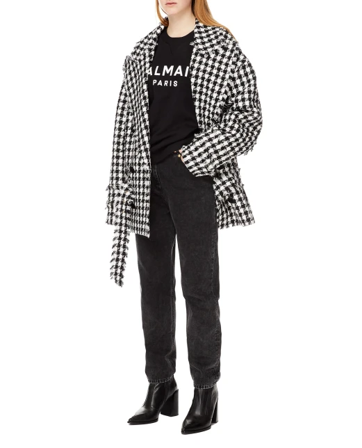 Balmain Твидовое пальто - Артикул: YF1UA006CC35