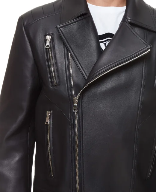 Balmain Кожаная косуха - Артикул: XH1TD170LB24
