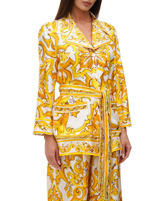 Dolce&Gabbana Шелковая блуза с поясом - Артикул: F5Q03T-HI1TK