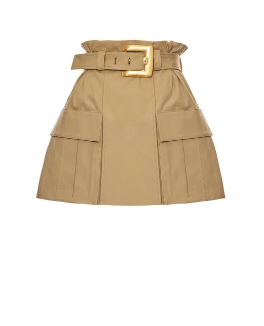 Balmain Юбка из габардина с высокой талией - Артикул: FF1LBA97CF69
