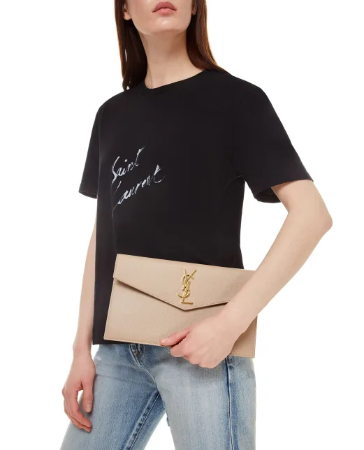 Saint Laurent Кожаный клатч Uptown - Артикул: 565739-1GF0J