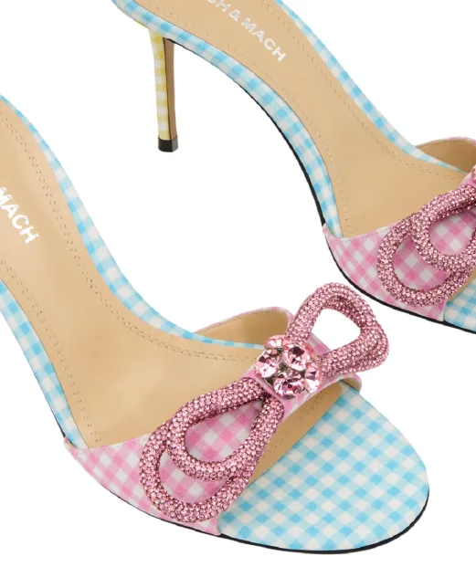 Mach&Mach Мюли в клетку Double Bow 85 - Артикул: SS26-S0790-85-VIC-C18