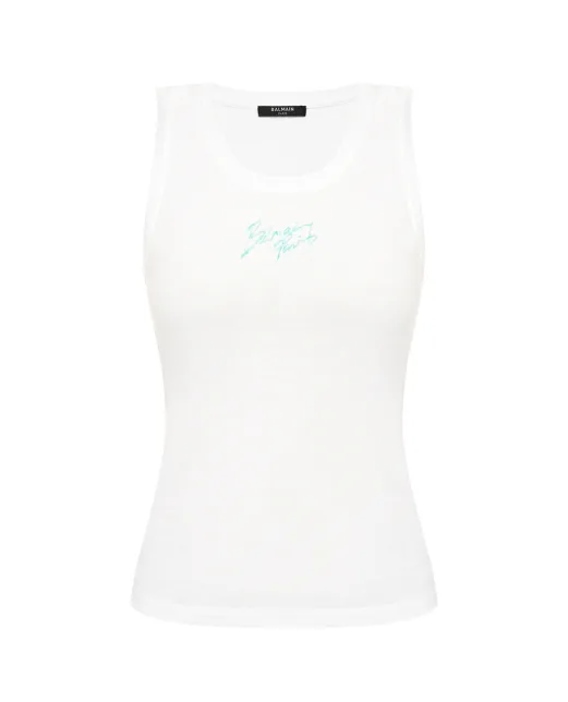 Balmain Свободная майка с принтом - Артикул: GF1EB075BD40