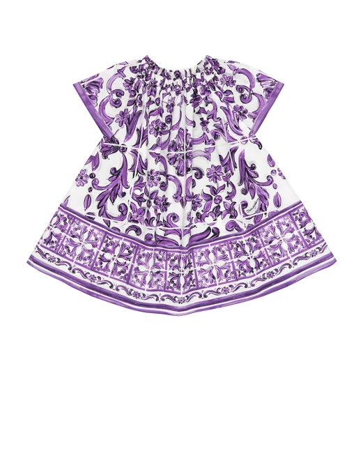 Dolce&Gabbana Детское платье с принтом майолики - Артикул: L54DH4-FI5LT-S