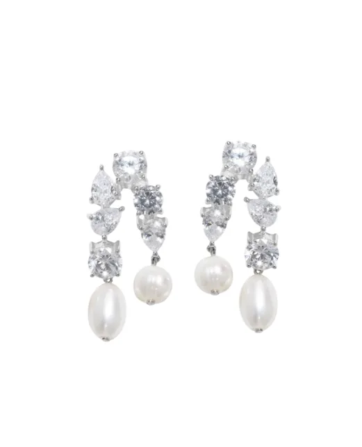 Completedworks Серьги из переработанного серебра с жемчугом и цирконием - Артикул: Z57