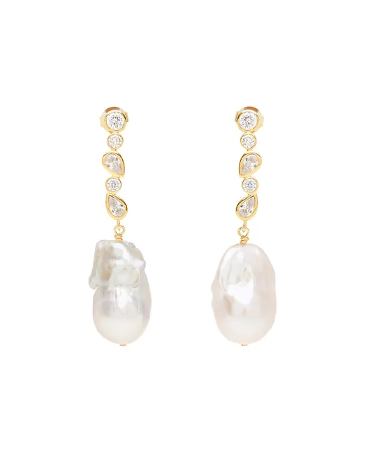 Completedworks Сережки з переробленого золота з перлами і цирконієм - Артикул: P169