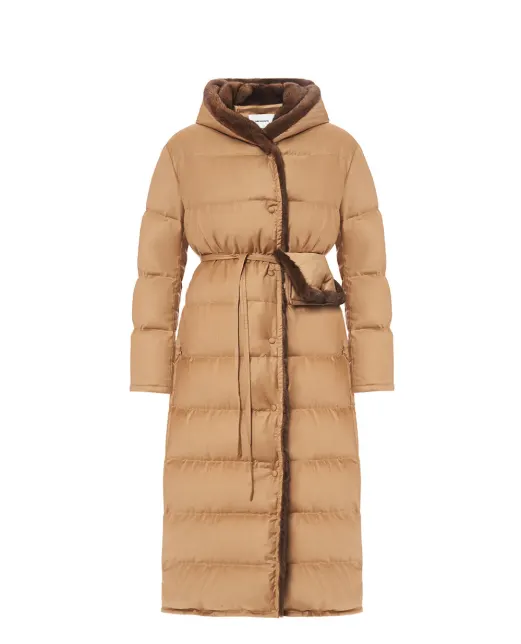 Yves Salomon Пальто довге з вовни та хутра норки - Артикул: 26WYM02025WO2W