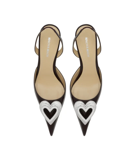 Mach&Mach Туфли TRIPLE HEART из лакированной телячьей кожи с кристаллами - Артикул: R26-S1082-65-PAT-PLB