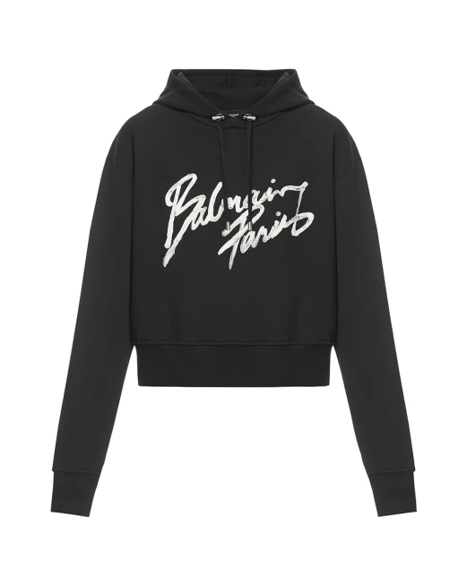 Balmain Худи с принтом логотипа и завязками - Артикул: GF1JR030BD41