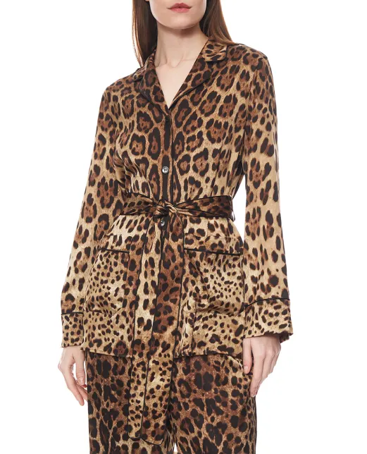 Dolce&Gabbana Пижамная рубашка из шёлка - Артикул: F5I89T-FSAXY