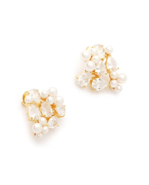 Completedworks Сережки з переробленого золота з перлами і цирконієм - Артикул: P180
