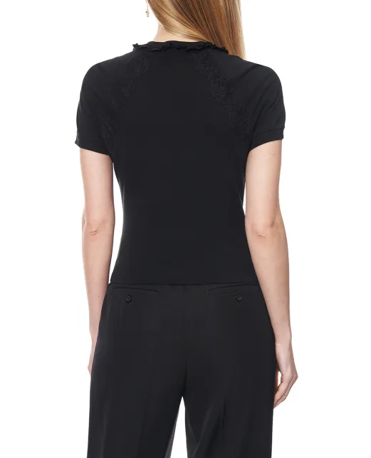 Dolce&Gabbana Футболка з мереживом та вишивкою - Артикул: F8V88Z-GDDPN