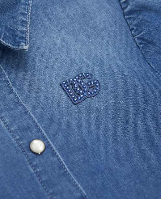 Dolce&Gabbana Детское джинсовое платье с вышивкой логотипа - Артикул: L54DO6-LDD55-S