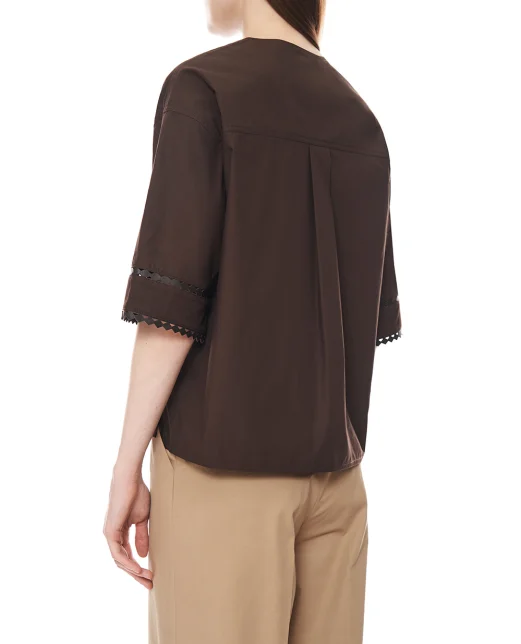 Yves Salomon Блузка с кожаными деталями - Артикул: 26EYH03860COAP