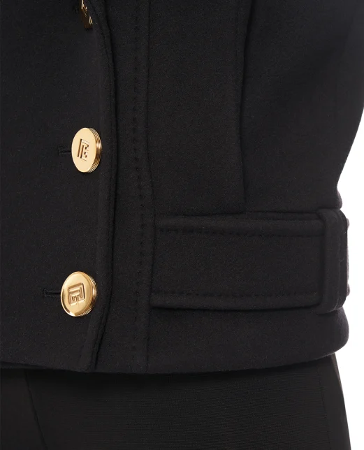Balmain Двобортне вкорочене пальто із вовни - Артикул: FF1UA095WD10