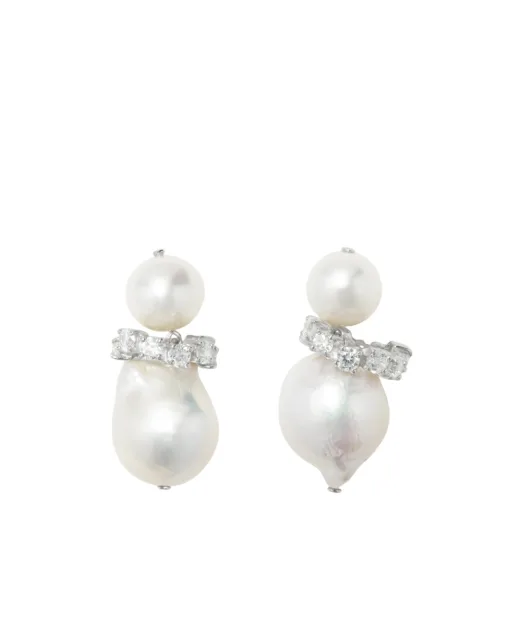 Completedworks Серьги из переработанного серебра с жемчугом и цирконием - Артикул: P217