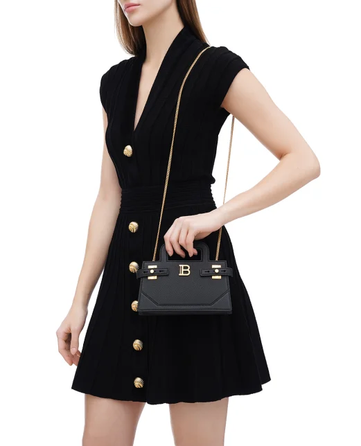 Balmain Шкіряна сумка B-Buzz Top Handle Small - Артикул: DN0KJ931LPOS
