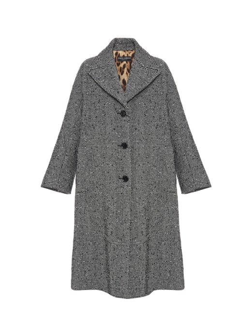 Dolce&Gabbana Довге пальто з вовни з шевронним візерунком - Артикул: F0W4JT-FCZAJ