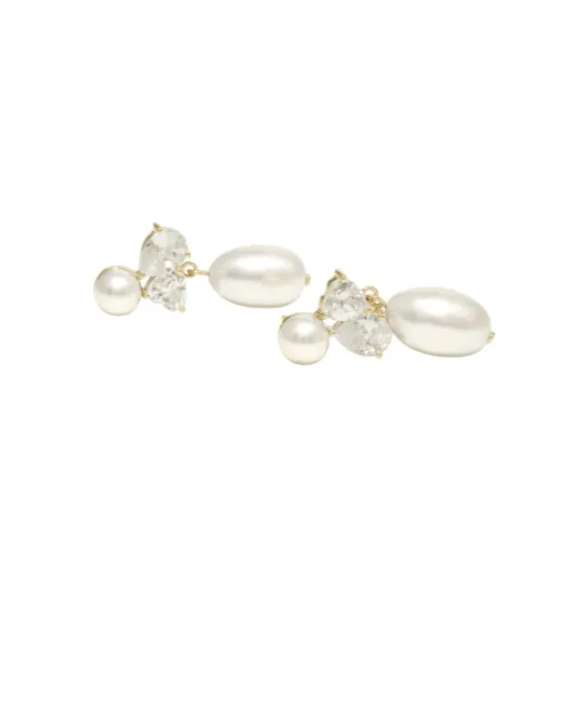 Completedworks Серьги из переработанного золота с жемчугом и цирконием - Артикул: P98