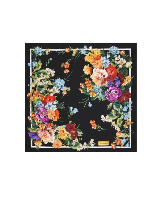 Dolce&Gabbana Хустка Каре з шовку з квітковим принтом - Артикул: FN092R-GDC7B