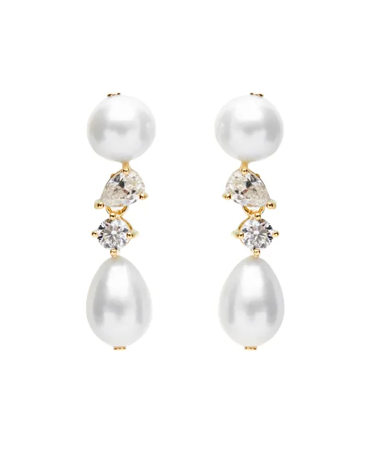 Completedworks Серьги из переработанного золота с жемчугом и цирконием - Артикул: P198