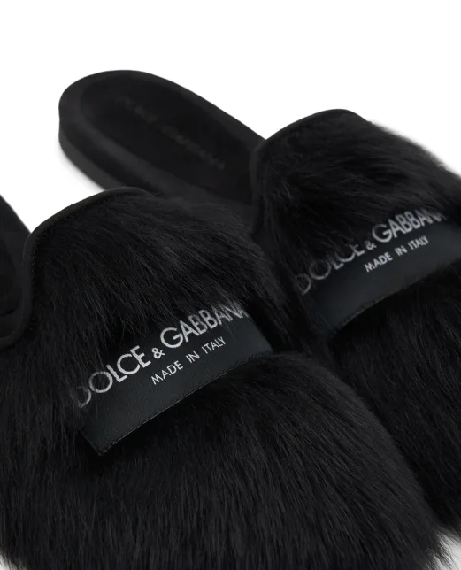 Dolce&Gabbana Шльопанці з овчини та замші - Артикул: CI0224-A9Y93