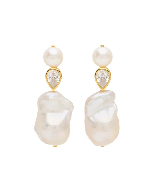 Completedworks Сережки з переробленого золота з перлами і цирконієм - Артикул: P56