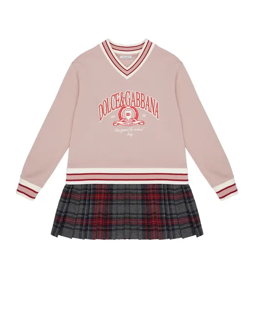 Dolce&Gabbana Детское платье из футера в клетку таран - Артикул: L5JDAK-G7PHB-B