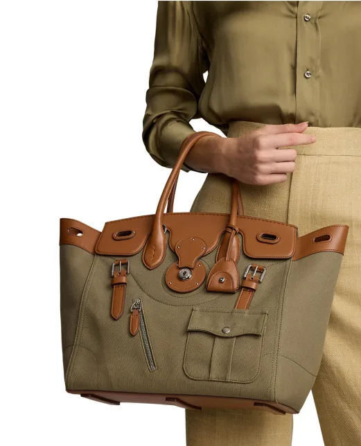 Ralph Lauren Collection Сумка из холста и кожи Soft Ricky 33 - Артикул: 435968260001