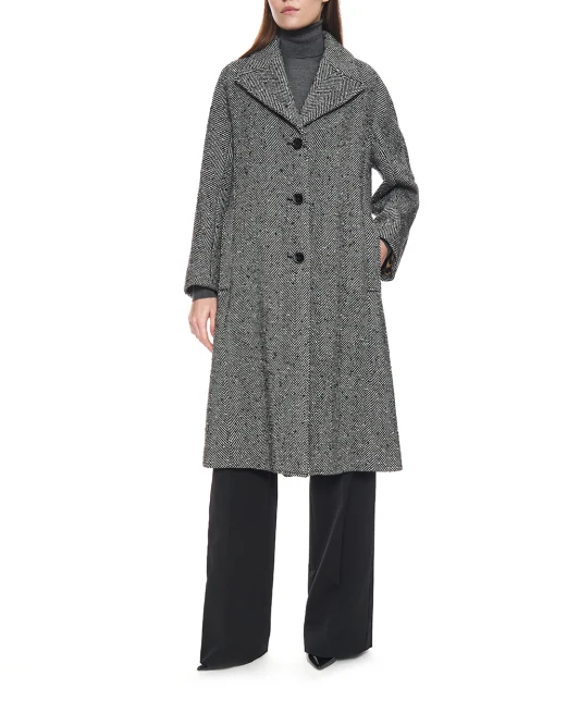 Dolce&Gabbana Довге пальто з вовни з шевронним візерунком - Артикул: F0W4JT-FCZAJ