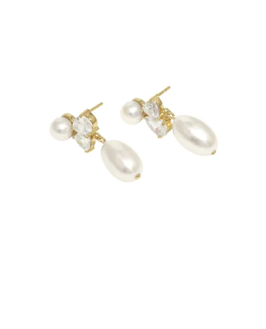 Completedworks Серьги из переработанного золота с жемчугом и цирконием - Артикул: P98