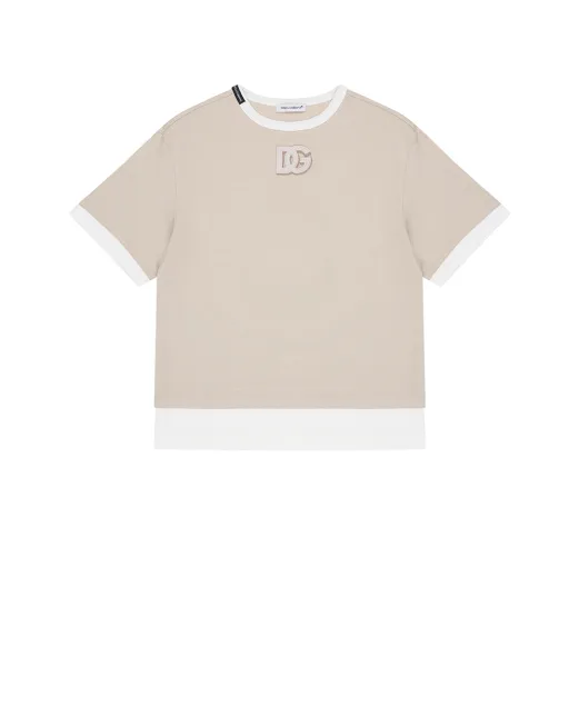 Dolce&Gabbana Дитяча футболка з вишитою аплікацією - Артикул: L4JTJN-G7PRI-B