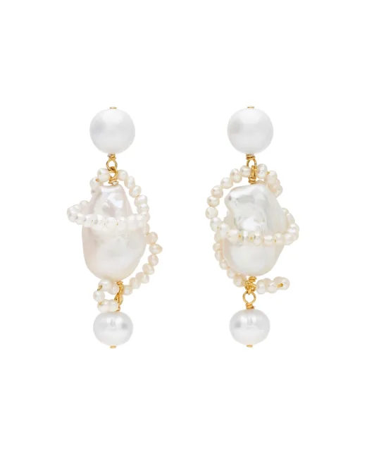 Completedworks Сережки з перлів та переробленого золота з позолотою - Артикул: P161