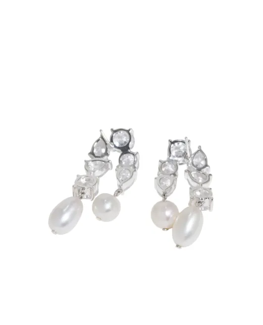 Completedworks Серьги из переработанного серебра с жемчугом и цирконием - Артикул: Z57