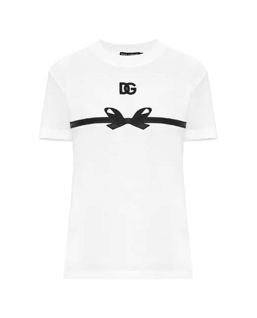 Dolce&Gabbana Футболка з вишитим логотипом - Артикул: F8V42Z-GDC6B