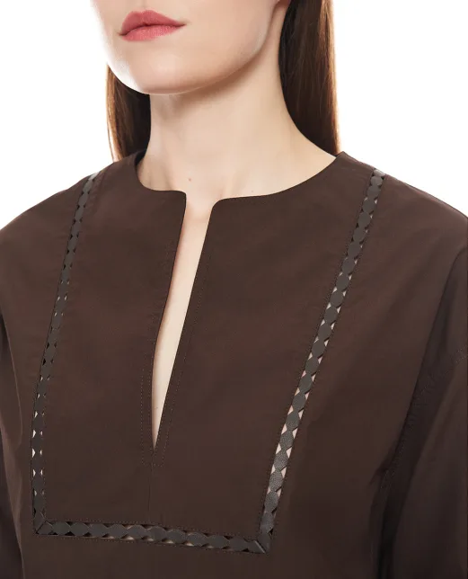 Yves Salomon Блузка с кожаными деталями - Артикул: 26EYH03860COAP